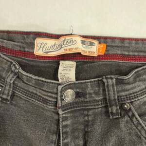 Rock Revival Jeans Mens Black Leotis Straight Red Stitch 32x32